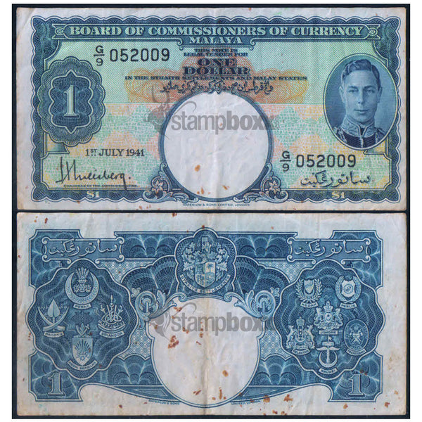 MALAYA 1 DOLLAR 1941 P-11 USED
