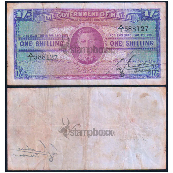 MALTA 1 SHILLING 1943 P-16 USED GRADE