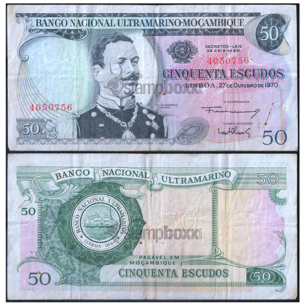 MOZAMBIQUE 50 ESCUDOS 1970 P-111 USED GRADE