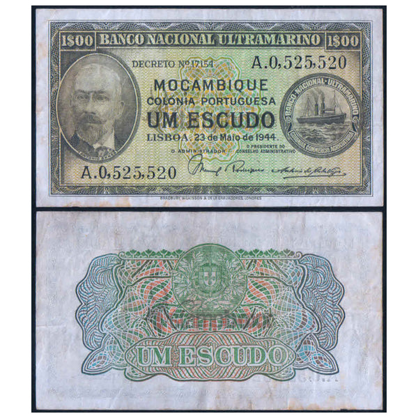 MOZAMBIQUE 1 ESCUDO 1944 P-92 USED - RARE