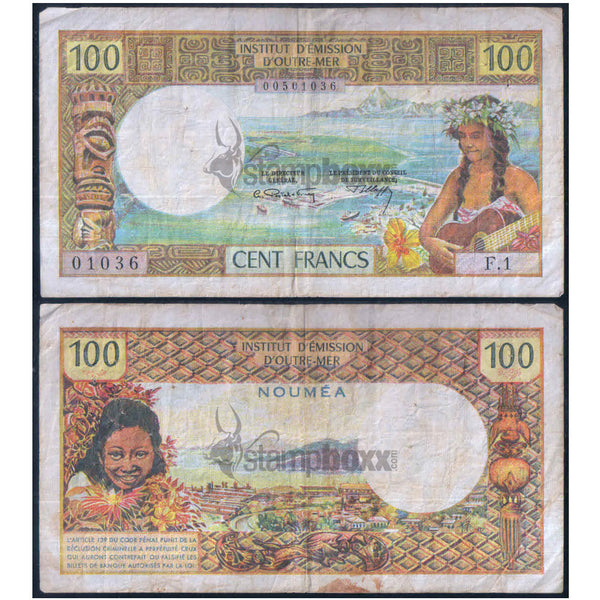 NEW CALEDONIA 100 FRANCS 1969-P-59 USED GRADE