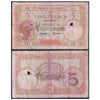 NEW CALEDONIA 5 FRANCS 1926 P-36b(2) USED DAMAGED