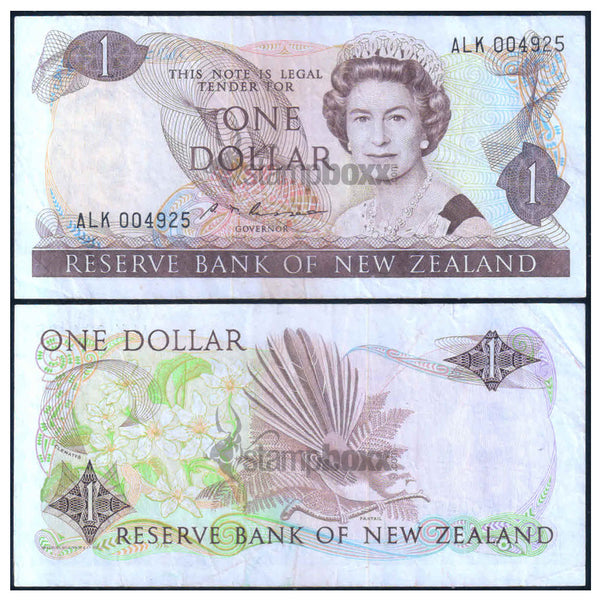 NEW ZEALAND 1 DOLLAR 1967-1981 P-163b USED