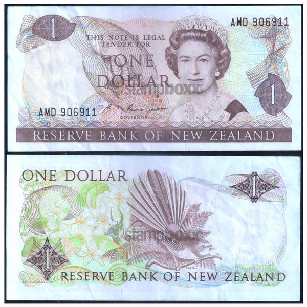 NEW ZEALAND 1 DOLLAR 1967-1981 P-163b USED
