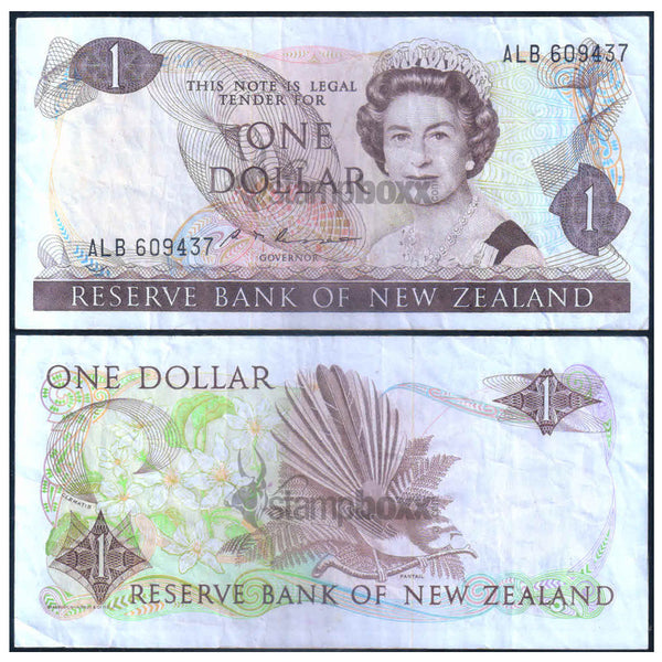 NEW ZEALAND 1 DOLLAR 1967-1981 P-163b USED