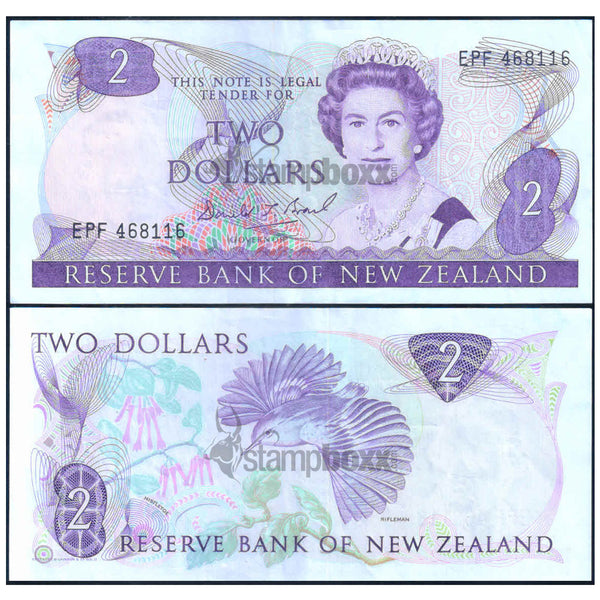 NEW ZEALAND 2 DOLLARS 1981-1992 P-170c USED GRADE