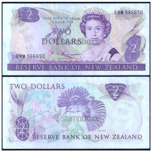 NEW ZEALAND 2 DOLLARS 1981-1992 P-170b USED GRADE