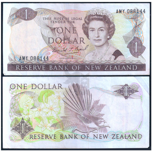 NEW ZEALAND 1 DOLLAR 1981-1992 P-169c USED GRADE