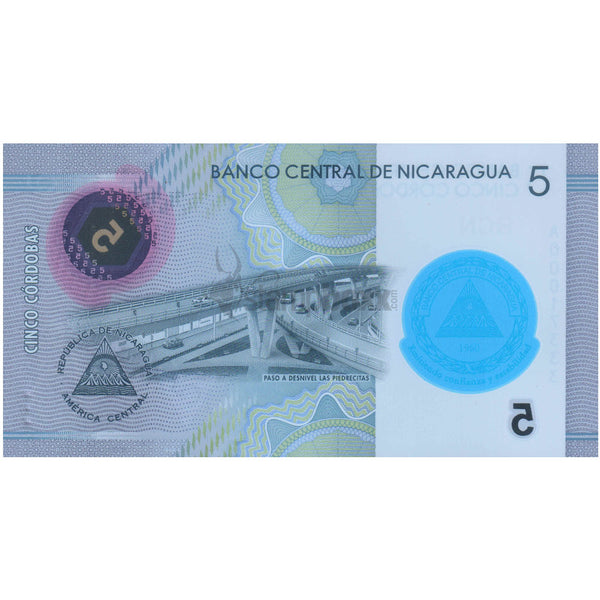 NICARAGUA 5 CORDOBAS 2020 P-219 UNC POLYMER