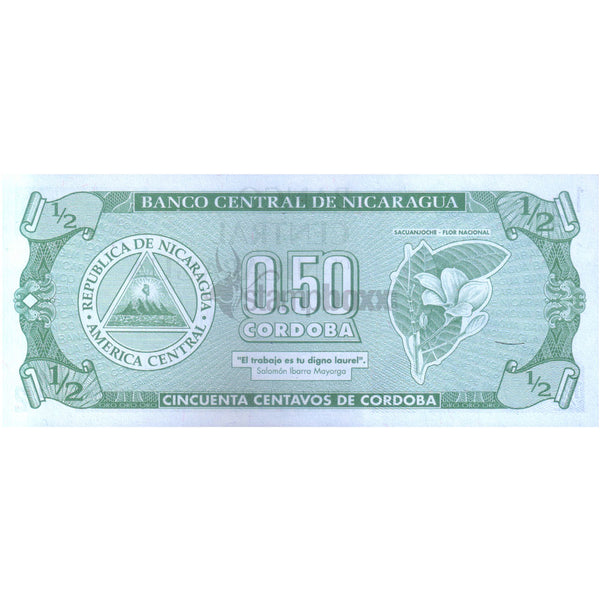 NICARAGUA ½ CORDOBA 1992 P-172 UNC