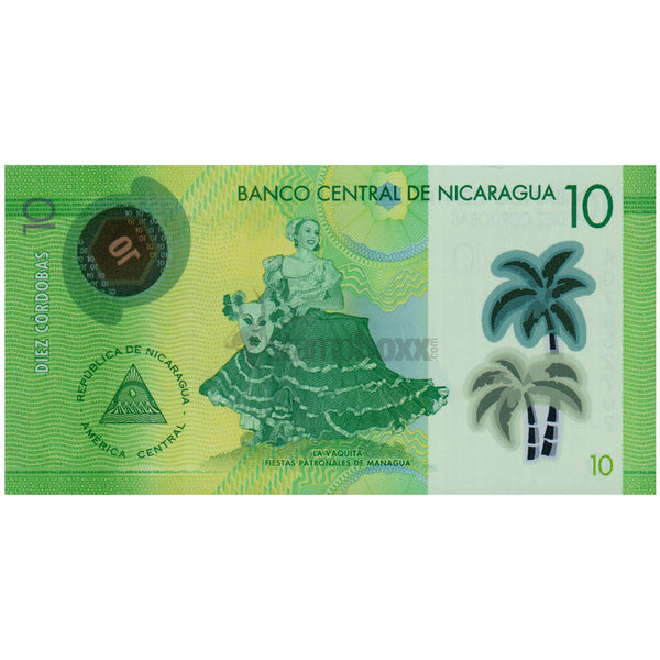 NICARAGUA 10 CORDOBAS 2015 P-209 UNC POLYMER