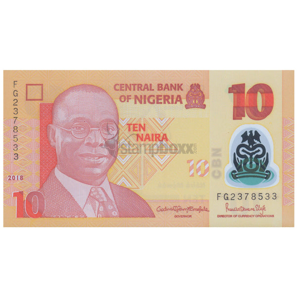 NIGERIA 10 NAIRA 2018 P-39i UNC POLYMER