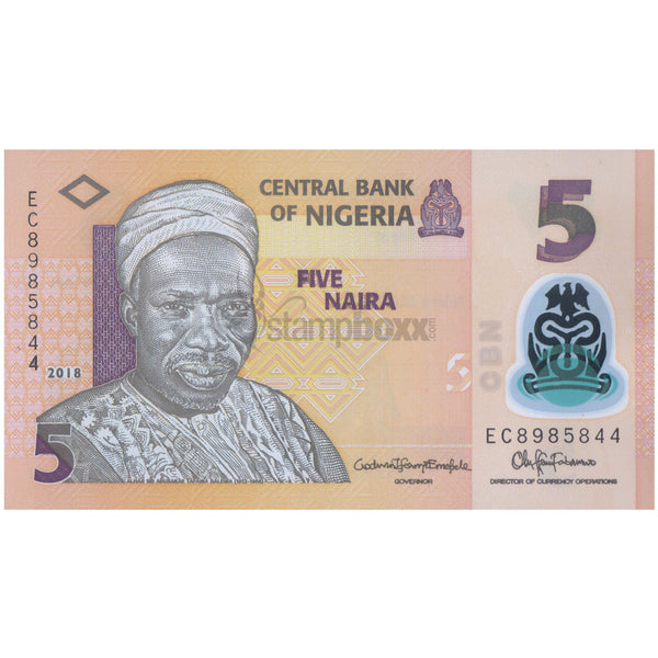 NIGERIA 5 NAIRA 2018 P-38i UNC POLYMER