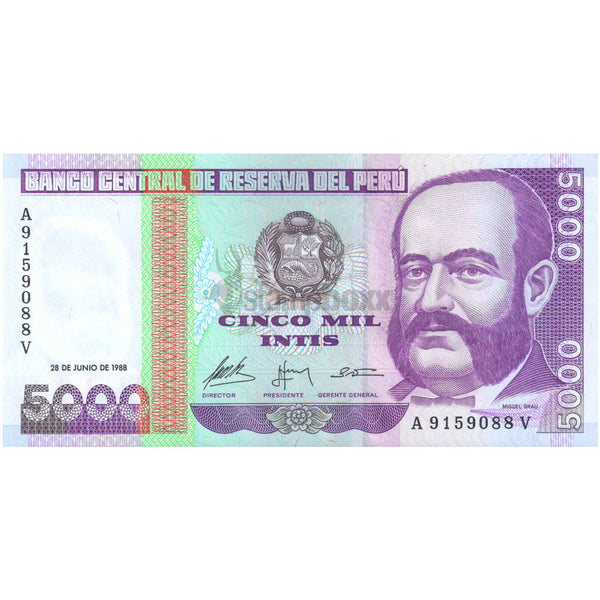 PERU 5000 INTIS 1988 P-137 UNC