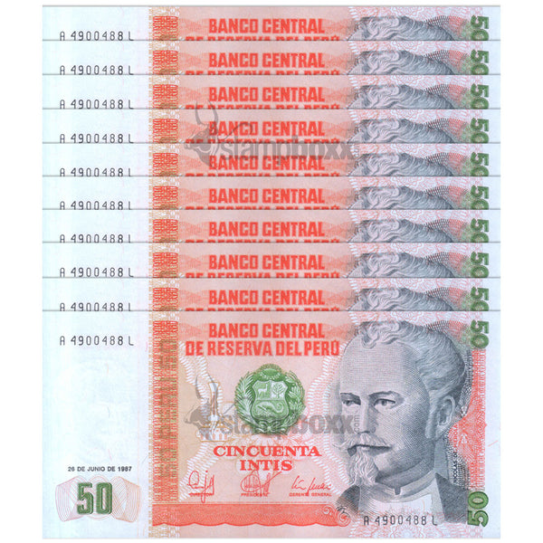 PERU 50 INTIS 1987 P-131b UNC x10Pcs