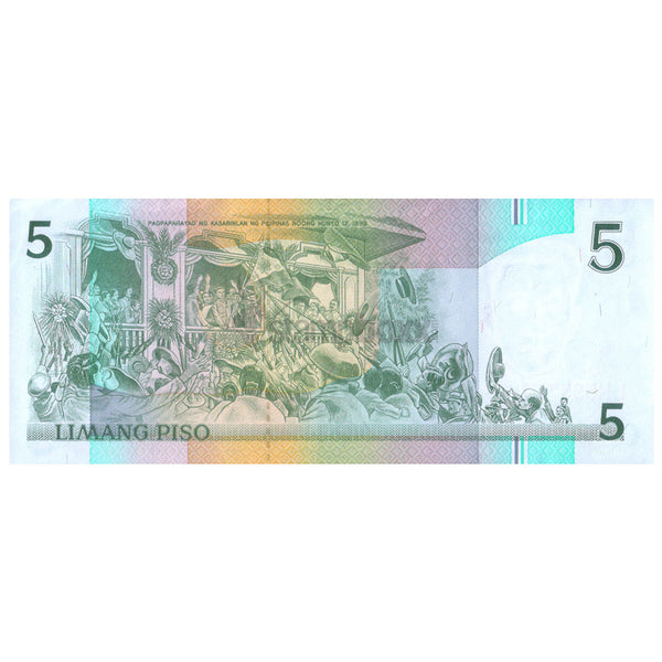 PHILIPPINES 5 PISO 1985-94 P-168 UNC