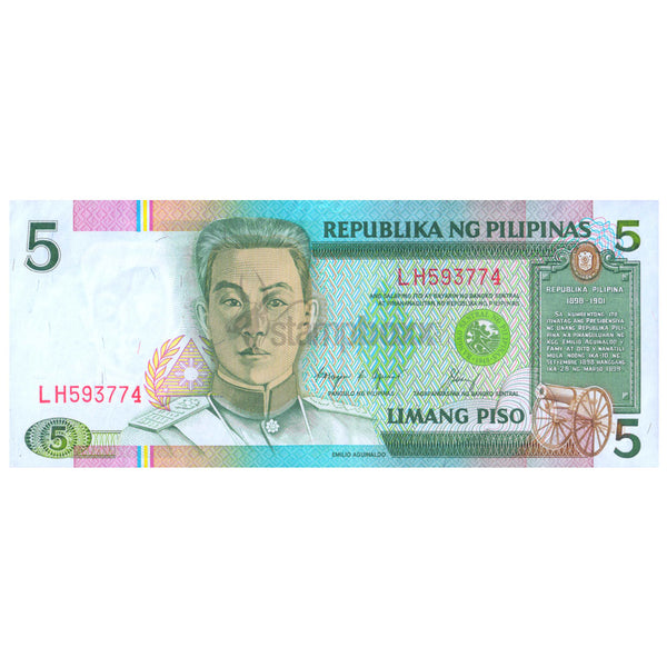 PHILIPPINES 5 PISO 1985-94 P-168 UNC
