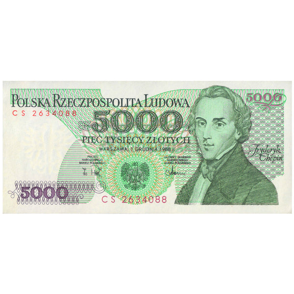 POLAND 5000 ZLOTYCH 1988 P-150c UNC