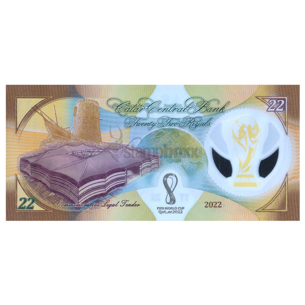 QATAR 22 RIYALS 2022 P-W39 COMMEMORATIVE POLYMER FOLDER