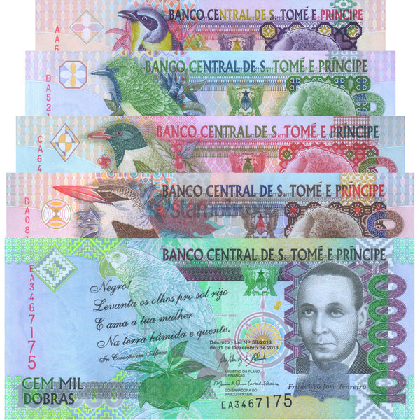 SAO TOME E PRINCIPE 2013 COMPLETE SET OF 5 NOTES UNC