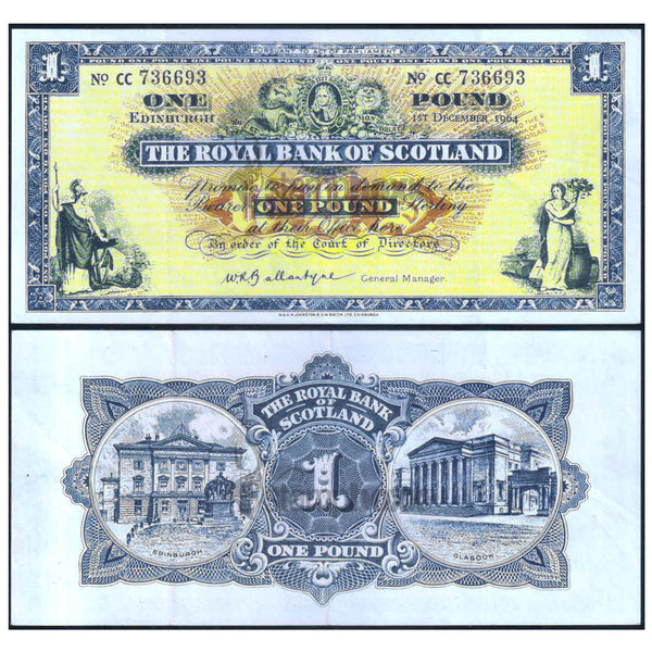 SCOTLAND 1 POUND 1965 P-325 XF GRADE