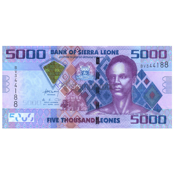 SIERRA LEONE 5000 LEONES 2010 P-32 UNC