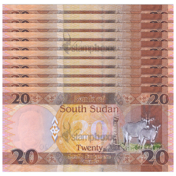 SOUTH SUDAN 20 POUNDS 2017 P-13c UNC x10Pcs