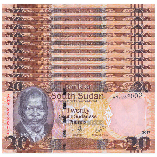 SOUTH SUDAN 20 POUNDS 2017 P-13c UNC x10Pcs