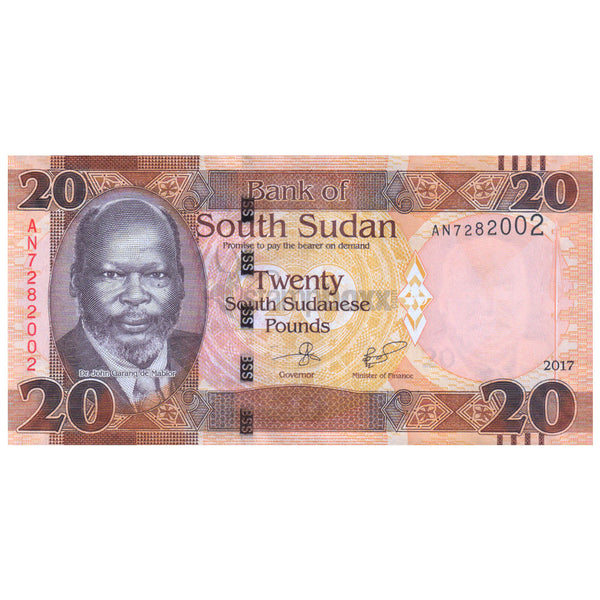 SOUTH SUDAN 20 POUNDS 2017 P-13c UNC