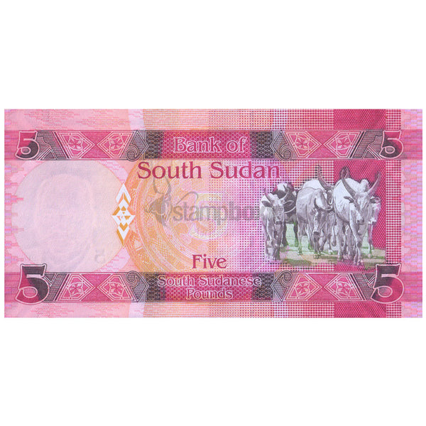 SOUTH SUDAN 5 POUNDS 2015 P-11 UNC
