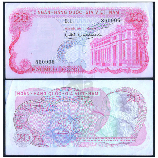SOUTH VIETNAM 20 DONG 1969 P-24 XF GRADE