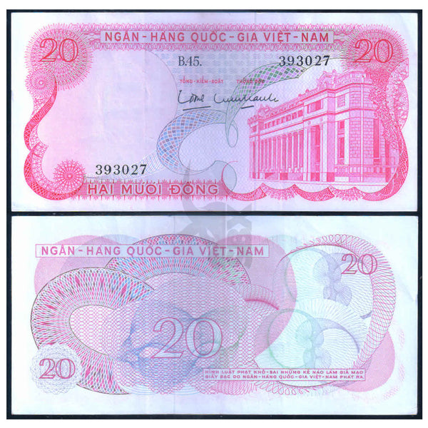 SOUTH VIETNAM 20 DONG 1969 P-24 XF GRADE