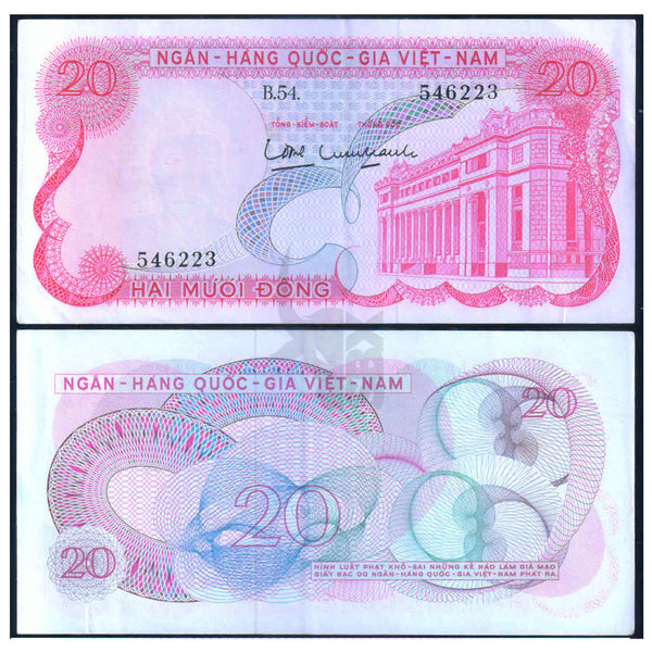 SOUTH VIETNAM 20 DONG 1969 P-24 XF GRADE