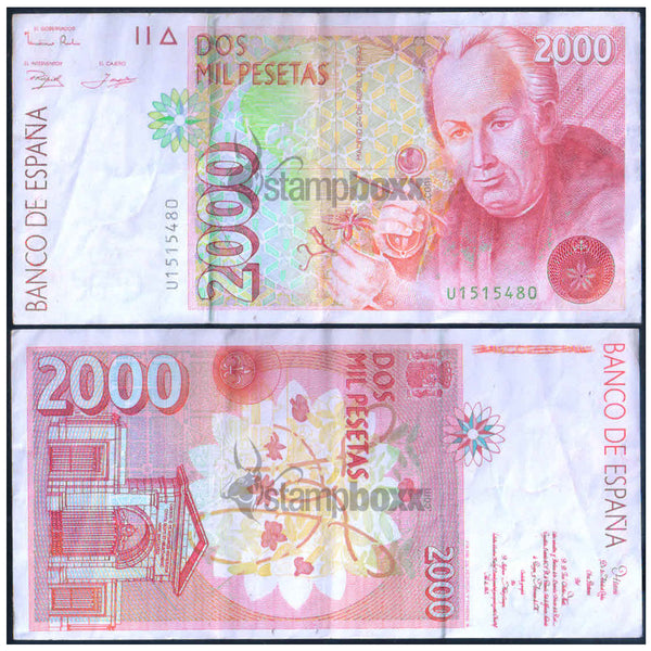 SPAIN 2000 PESATA 1992 P-162 USED GRADE