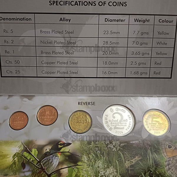 SRI LANKA 2006 COIN SET WITH OFFICIAL FOLDER