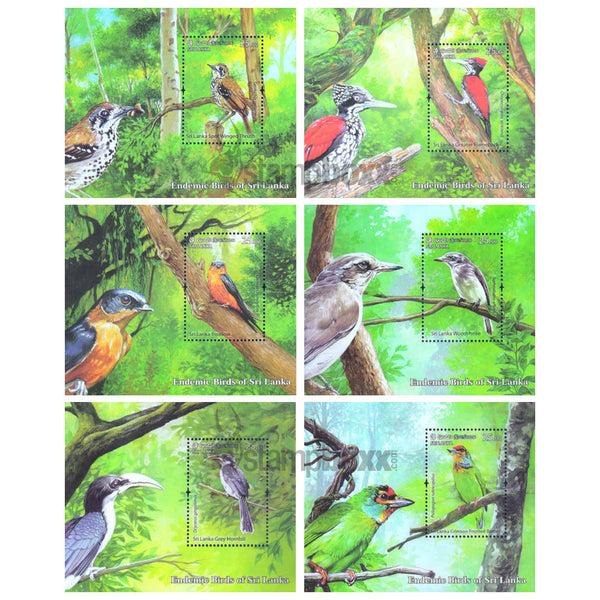SRI LANKA ENDEMIC BIRDS OF SRI LANKA - SET OF 6 M/S 2021