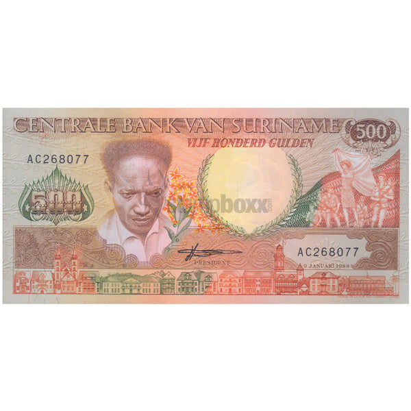 SURINAME 500 GULDEN 1988 P-135b UNC