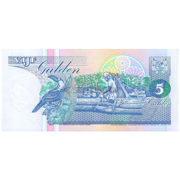 SURINAME 5 GULDEN 1998 P-136b UNC