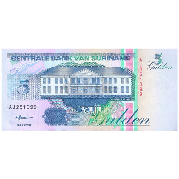 SURINAME 5 GULDEN 1998 P-136b UNC