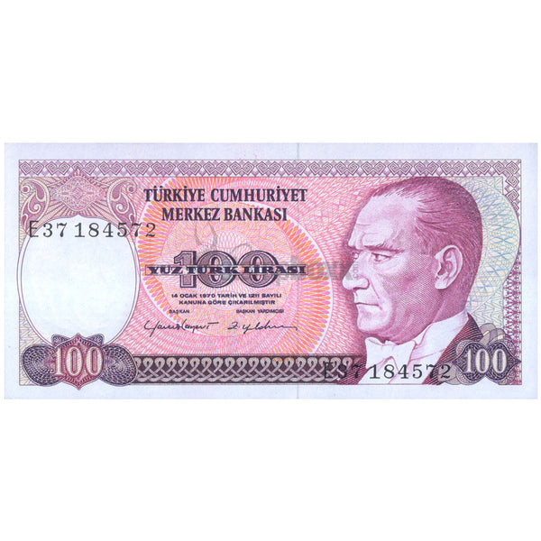 TURKEY 100 LIRASI 1970 P-194 UNC