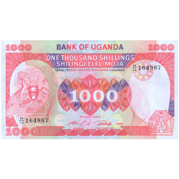 UGANDA 1000 SHILLINGS 1986 P-26 UNC