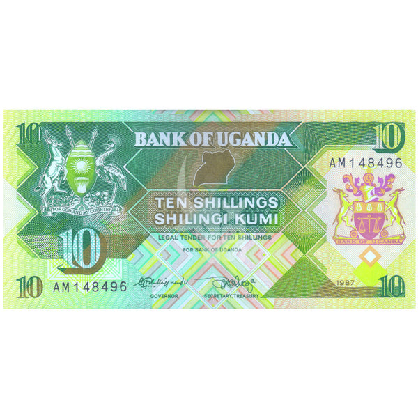 UGANDA 10 SHILLINGI 1987 P-28 UNC