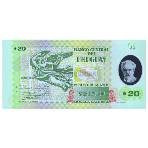URUGUAY 20 PESOS 2020 P-101 UNC POLYMER