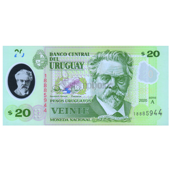 URUGUAY 20 PESOS 2020 P-101 UNC POLYMER