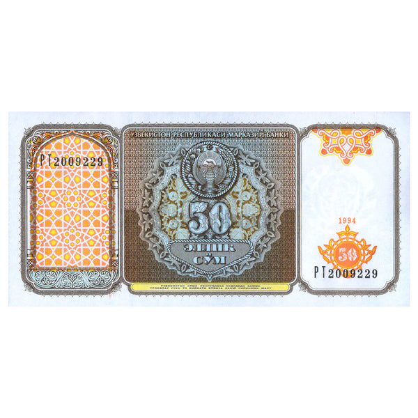 UZBEKISTAN 50 SOM 1994 P-78 UNC