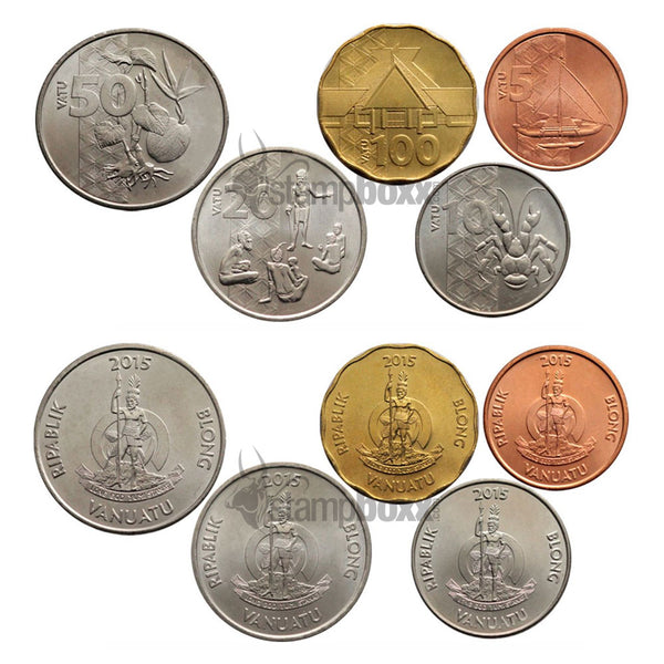 VANUATU 5-10-20-50 &100 VATU 2015 KM# - NEW UNC FULL SET