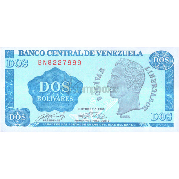 VENEZUELA 2 BOLIVARES 1989 P-69 UNC