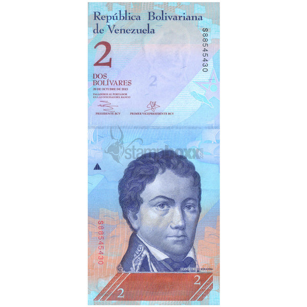 VENEZUELA 2 BOLIVERS 2013 P-88f UNC