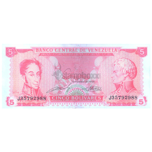 VENEZUELA 5 BOLIVARES 1989 P-70 UNC