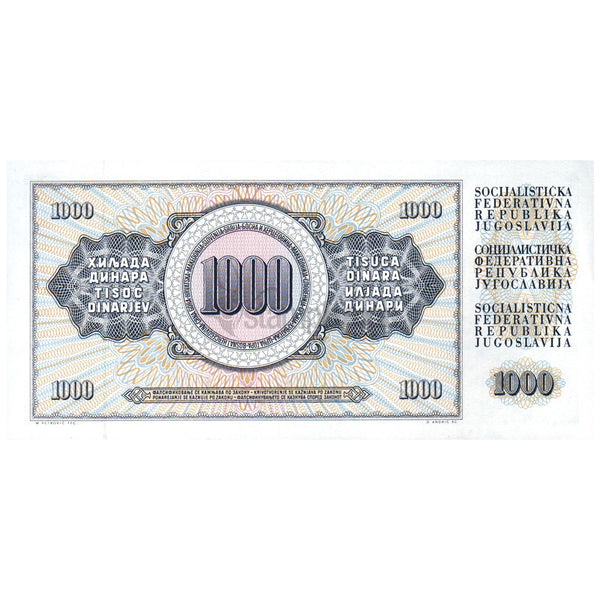 YUGOSLAVIA 1000 DINARA 1981 P-92 UNC